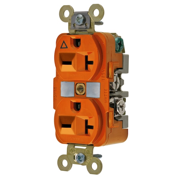 Straight Blade Receptacle, 6-20R, 20 A, 250V AC, 2 Pole, 3 Wire, Flush Mount, Isolated Ground